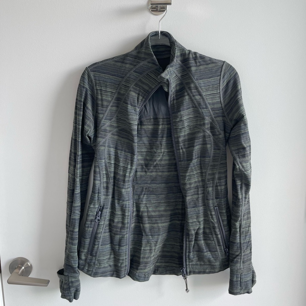 Lululemon Define Striped Green Gray Zip-Up Jacket